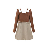 Women's Plaid 2 In 1 Spliced Dress